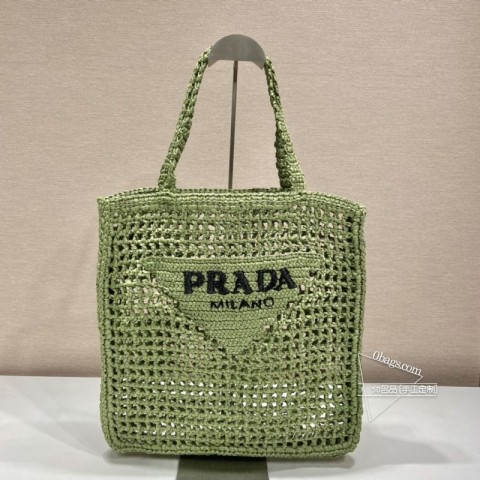 Prada普拉达 1BG393 酒椰纤维解构托特包 轻盈夏日风情 尺寸