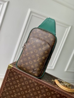 LV M12734 Avenue 单肩包 Monogram Macassar 涂层帆布