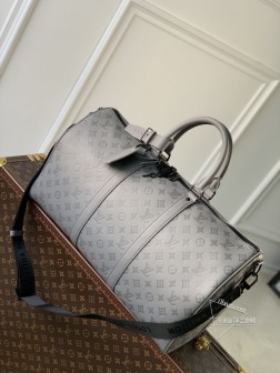 LV M46117 灰 Keepall 旅行袋 Monogram Shadow 皮革 价格