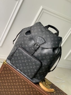 LV M46683 Montsouris 双肩包 Monogram Eclipse 帆布+牛皮革