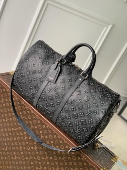 LV M21375 黑色 Keepall Bandoulière 50 旅行袋 - 顶级复刻皮革