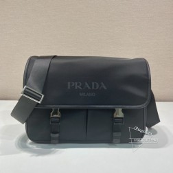 Prada 2VA0768 Saffiano皮质尼龙翻盖邮差包 进口五金 尺寸
