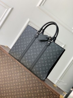 LV M47059 Sac Plat 24H 手袋 Monogram Eclipse 涂层帆布