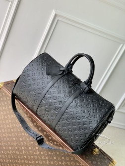 LV M44810 Keepall 50 旅行袋 Monogram Shadow 皮革