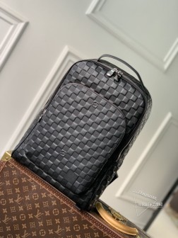 LV N40501 Avenue 双肩包 黑色全皮压格 Damier Infini 皮革
