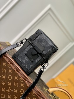 LV M82077 黑花 Vertical Trunk 迷你手袋 Monogram Ec 高仿