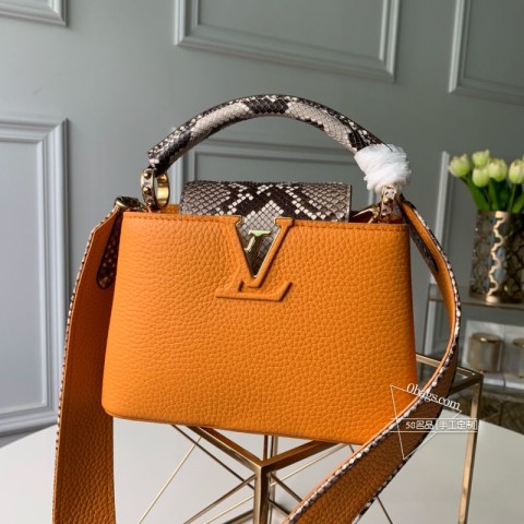 LV CAP MiNi N95509 橙色 蟒蛇皮+黑色Taurillon手袋