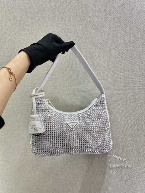 Prada普拉达 1NE515闪钻Hobo 2021新款 进口钻网材质 尺寸