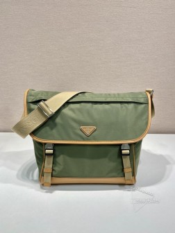 Prada普拉达 2VD052A 新款大号邮差包 Re-Nylon再生尼龙+小牛皮 高仿