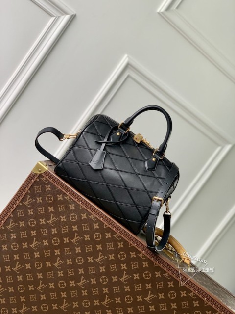 LV M24206 黑色 Speedy Bandoulière 25 羊皮革手袋 A货