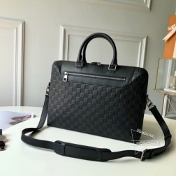 LV N48261 黑色皮革 Porte Documents Jour 公文包 Damier Infini