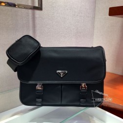 Prada普拉达 2VD768B 尼龙翻盖手袋 Saffiano皮革顶级A货 代购