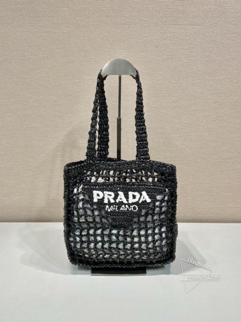 Prada普拉达 1BG444 酒椰纤维小号托特包 尺寸
