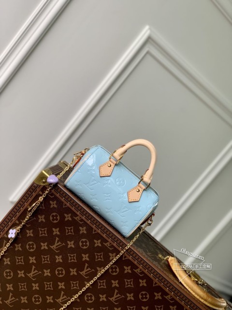 LV M83000 Nano Speedy 手袋 Monogram Vernis 漆皮 蓝色