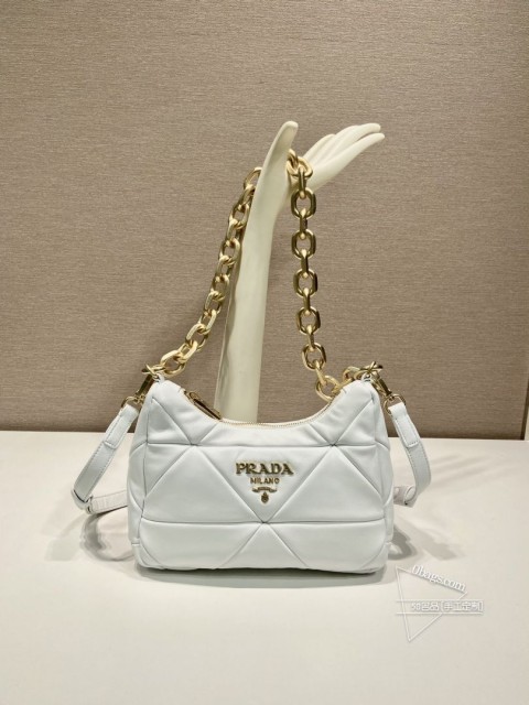 Prada 1BD158 System软羊革单肩包 三角图案链条提手 图片