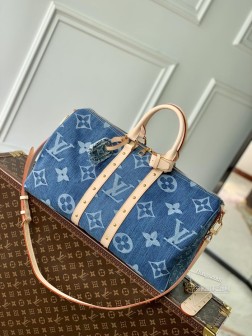 LV M24315 Keepall Bandoulière 旅行袋 Monogram Denim 面料