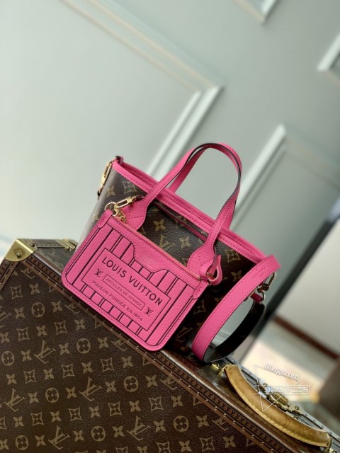 LV M12106 玫红 Neverfull Bandoulière BB 手袋 双面版本