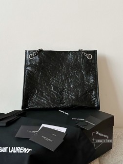 YSL Niki购物袋 中号 油蜡黑 适用A4电脑书本 通勤背