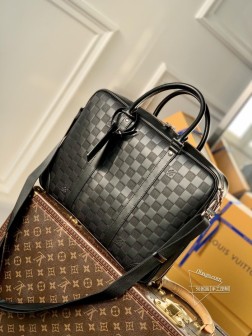 LV N45288 Sirius 公文包 Damier Infini Onyx 牛皮革