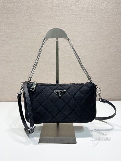 Prada普拉达 1BH026 中古腋下包 进口尼龙 面料 白叻五金 尺寸