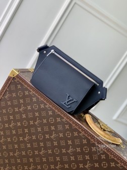 LV M57081 男士 Aerogram 单肩包,细腻粒面小牛皮材质