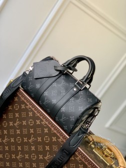 LV M46271 Keepall 25 手袋 Monogram Eclipse Reverse帆布 黑花