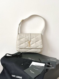 YSL le57 白色绗缝菱格羊皮腋下包 优雅复古