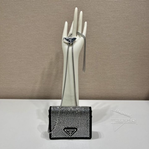 Prada 1MR024 项链水晶小包 Duchesse面料卡片夹仿水晶 代购