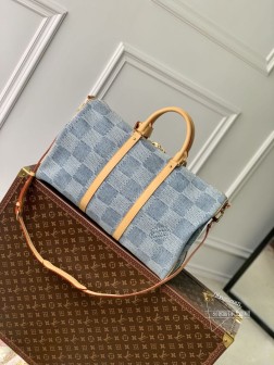 LV N40739 Keepall Bandoulière 50 旅行袋 Damier Denim 棉质帆布