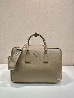 Prada普拉达 2VE339特大号公文包 进口鹿皮纹牛皮 代购