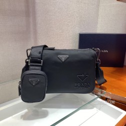 Prada普拉达 2VH113 环保系列单肩包 再生尼龙 Saffiano皮革 价格