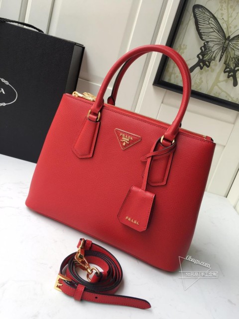 Prada 1BA232 Saffiano皮革双提手拆卸肩带拉链口袋 代购