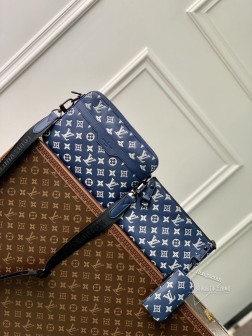 LV M24753 Trio 邮差包 Monogram Shadow 牛皮革 顶级A货