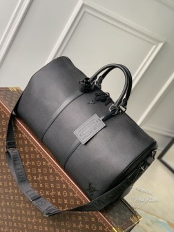LV M21420 Keepall 旅行袋 黑色 LV Aerogram 牛皮革