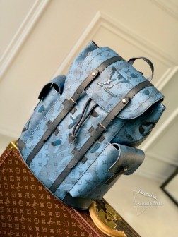 LV M22636 Christopher 中号双肩包 蓝色 Monogram帆布