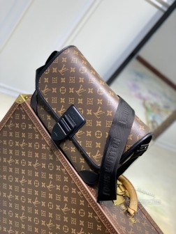 LV M46328 Archy 中号邮差包 Monogram Macassar 帆布皮革饰边