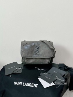 YSL Niki 油蜡皮 深灰色 小号 高仿 设计师手工制作