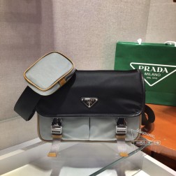 Prada 2VD769B 邮差包 中号 尼龙 Saffiano皮革饰边 高仿 尺寸