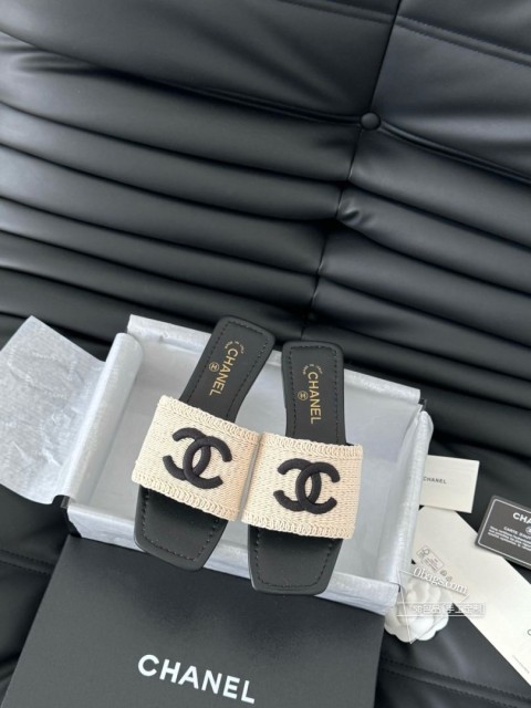 Chanel 25C春夏新款拖鞋全系列首发 专柜有的我都有！高版本高品质鞋面编织布 内里羊皮 真皮大 410