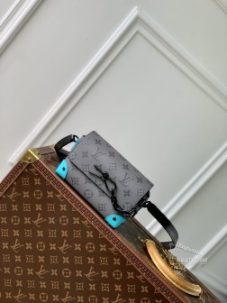 LV M11496 Steamer 迷你手袋 Monogram Eclipse反转帆布 牛皮革饰边