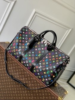 LV M13745 Keepall Bandoulière 50 旅行袋 彩虹色 Monogram 涂层帆布