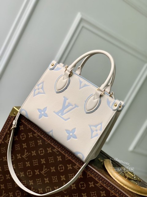 LV M45659 丝印蓝ONTHEGO 小号手袋，Tote 包，材质：PVC