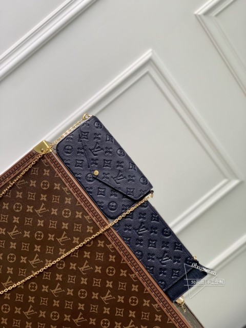 LV M83589 Monogram压花随意Pochette，柔软Unplant皮革
