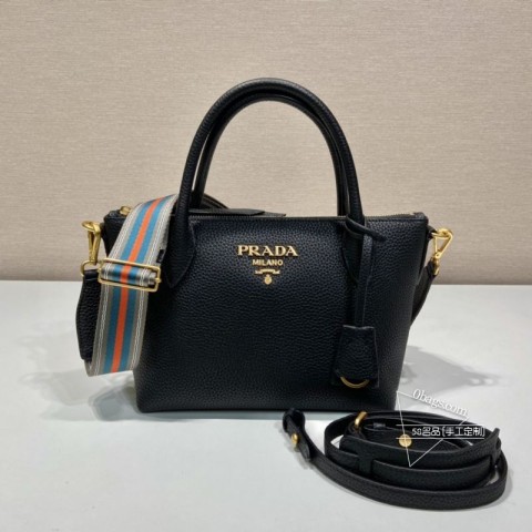 Prada 1BA111 新款双肩带 鹿皮纹牛皮 适用手提肩背 复刻