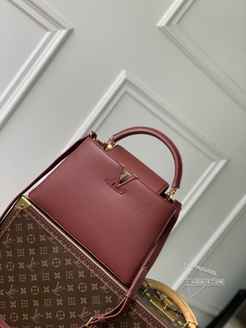 LV M25128 Capucines 迷你手袋 鳄鱼皮 紫红色 顶级复刻