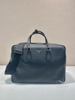 Prada普拉达 2VE339 特大号公文包 进口鹿皮纹牛皮 一比一