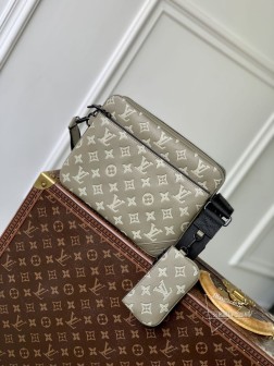 LV M12490 Trio 邮差包 Monogram Shadow 压纹牛皮革