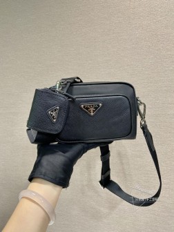 Prada普拉达 2VH172十字纹 单肩包 Re-Nylon与牛皮材质 尺寸