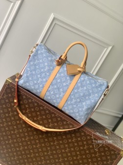 LV M25334 Keepall Bandoulière 45 旅行袋 Monogram Denim 棉料