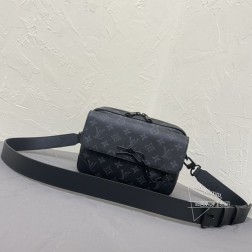 Louis Vuitton 46795 邮差包 黑花材质 24×17×5cm